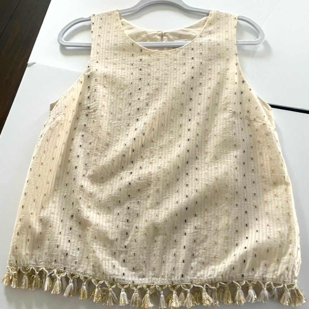 A New Day, beautiful tank dress top. Size Medium. Cotton with gold spec design.
